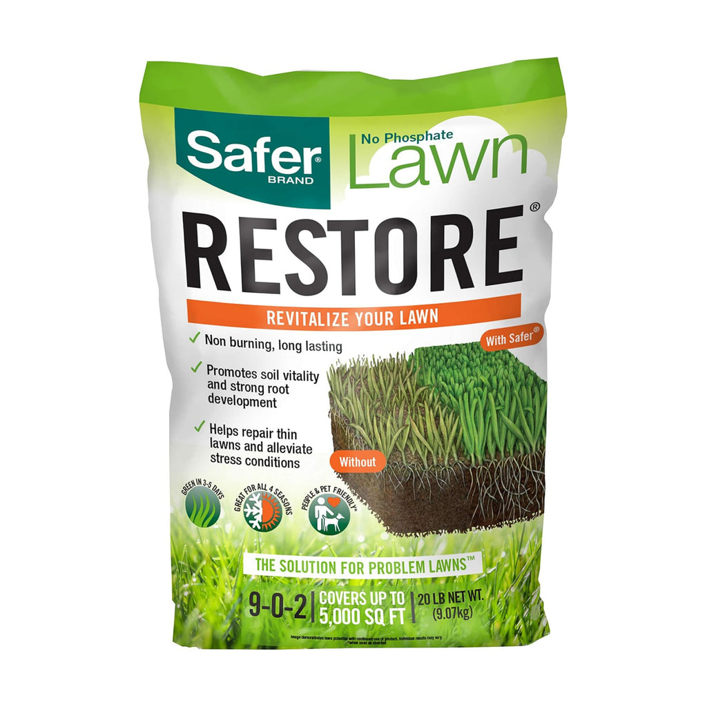 Safer Brand Lawn Restore Natural Lawn Fertilizer - 9335SR - Non-Burning Fertilizer - 9-0-2 NPK - Use for Healthy Grass