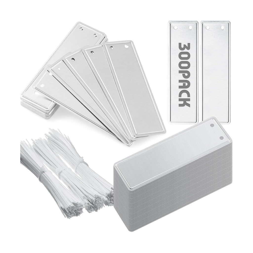 Hotop 300 Pieces Metal Plant Tags with Wires 1 x 3.25 Inches Double Sided Blank Metal Plant Labels Waterproof Aluminum