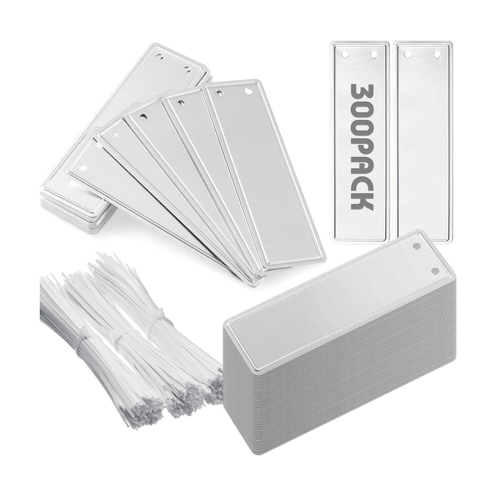 Hotop 300 Pieces Metal Plant Tags with Wires 1 x 3.25 Inches Double Sided Blank Metal Plant Labels Waterproof Aluminum