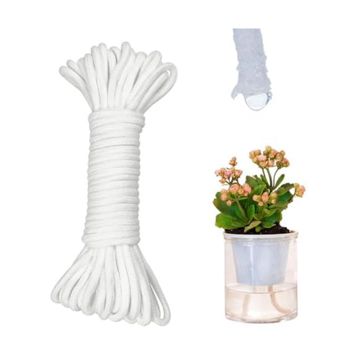 ORIMERC 30 feet 1/5 inch Self Watering Capillary Wicking Hydroponic Wick Cord Vacation Plant Sitter DIY Self-Watering Planter Pot Automatic Water System Device Potted Violet Auto Seedling Waterer Rope
