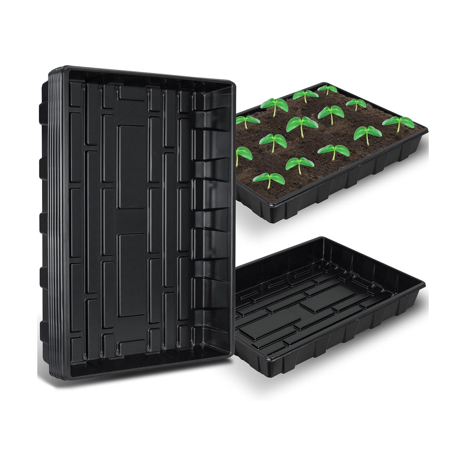Gardzen 10 Pack Seed Trays, Reusable Plant Grow Trays, Ideal for Seed Starting, Microgreens, Indoor Gardening, and