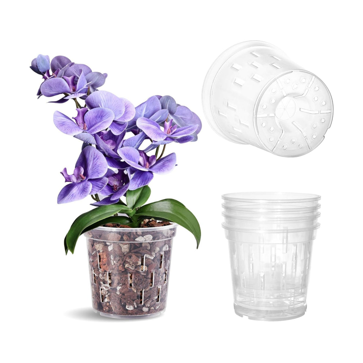 TRUEDAYS Orchid Pot, 4 Pack 6 Inch Plant Pot with Drainage