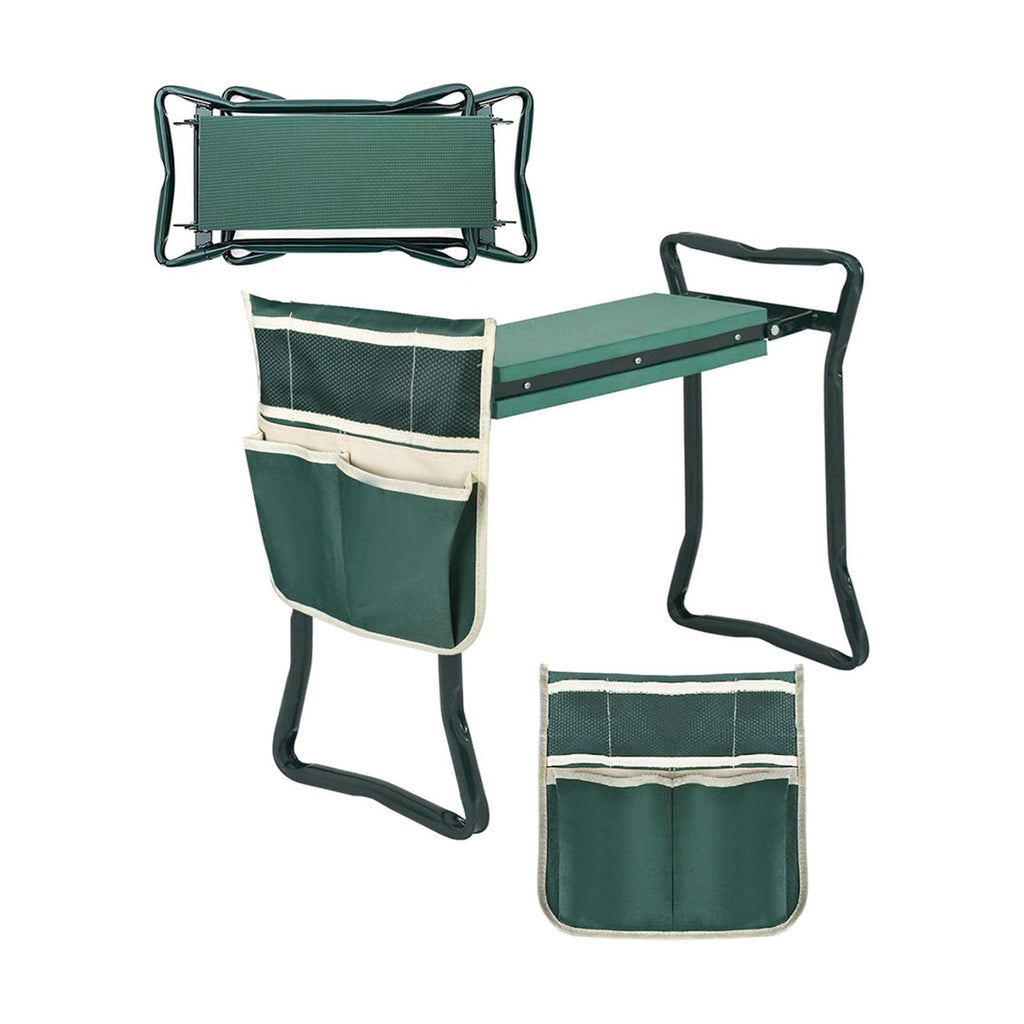 Foldable Garden Kneeler and Seat Heavy Duty Gardening Bench Soft Cushion Seat with Tool Pouch and Kneeling Pad