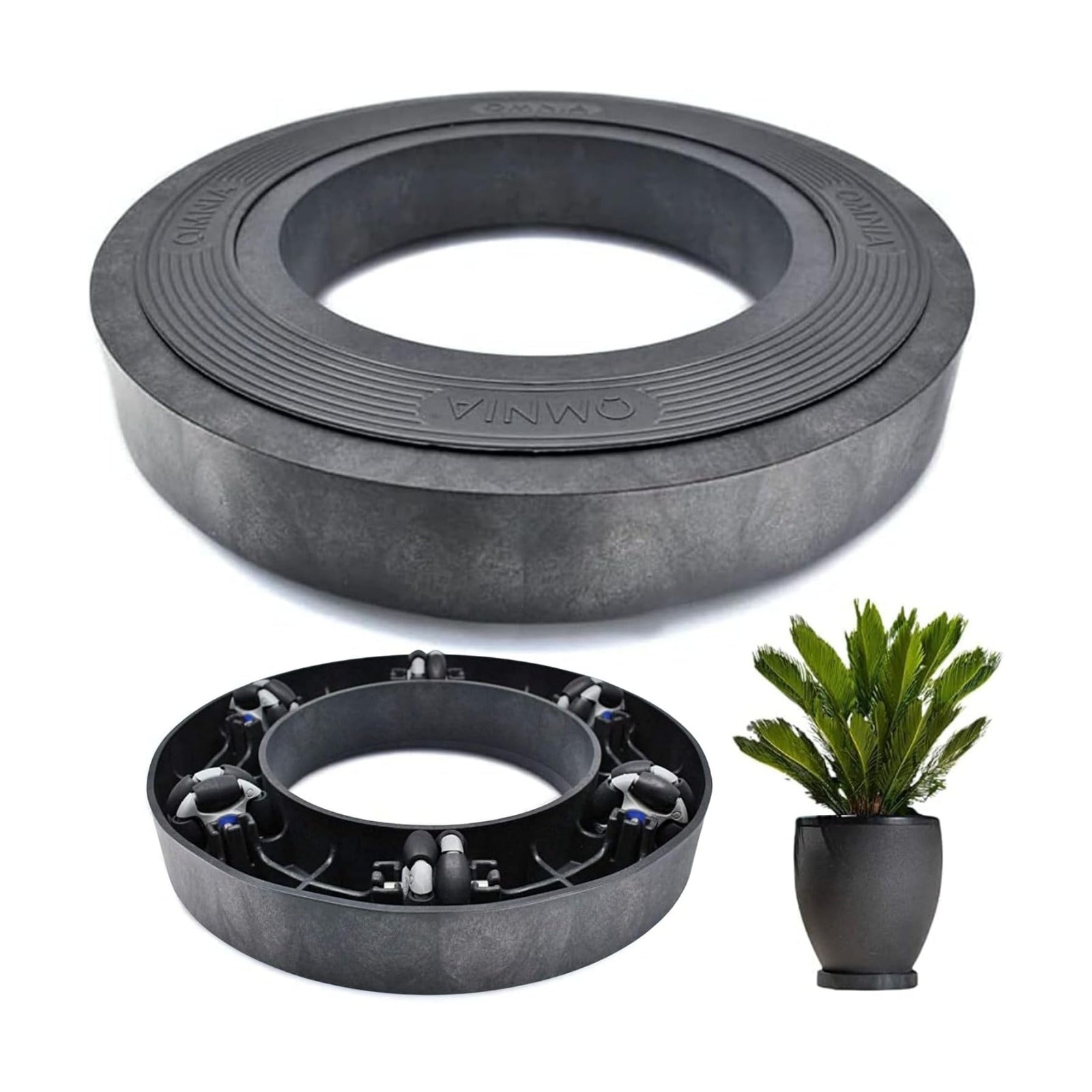 Omnia Plant Glider: Plant Caddy - 11.8In, 200lb Capacity - Charcoal