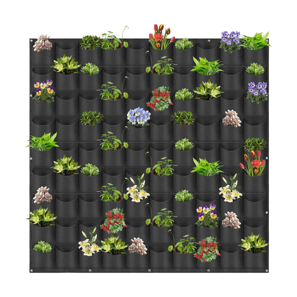Hanging Planting Grow Bags, 90 Pockets Wall Planter Wall Mounted Grow Bag Outdoor Indoor Gardening Vertical Greening