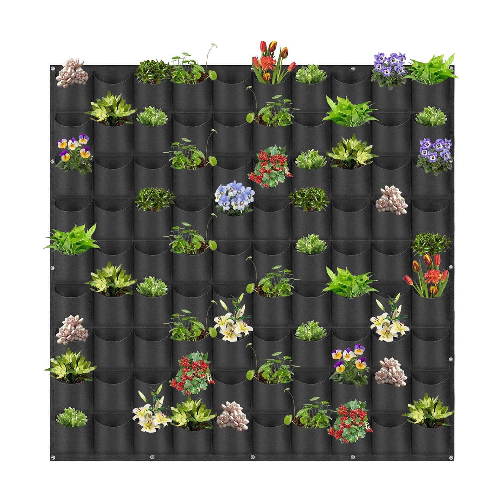 Hanging Planting Grow Bags, 90 Pockets Wall Planter Wall Mounted Grow Bag Outdoor Indoor Gardening Vertical Greening