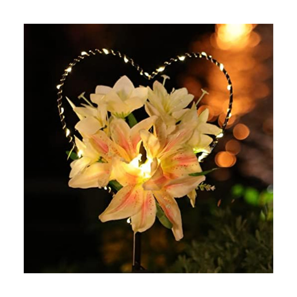 Starryfill Solar Garden Stake Lights, 39.5in Heart LED Memorial Grave Decor