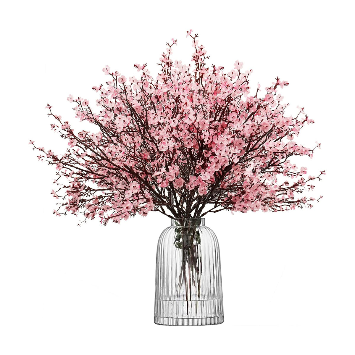 Uieke 6 Pcs Artificial Flowers Baby Breath Faux Artificial Gypsophila Bouquet Fake Silk Flowers Real Touch for Hotel Home Office Kitchen Wedding DIY Farmhouse Décor (Pink)