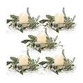 Waydress 5 Pcs Christmas Candle Ring Wreath 3 Inch,White