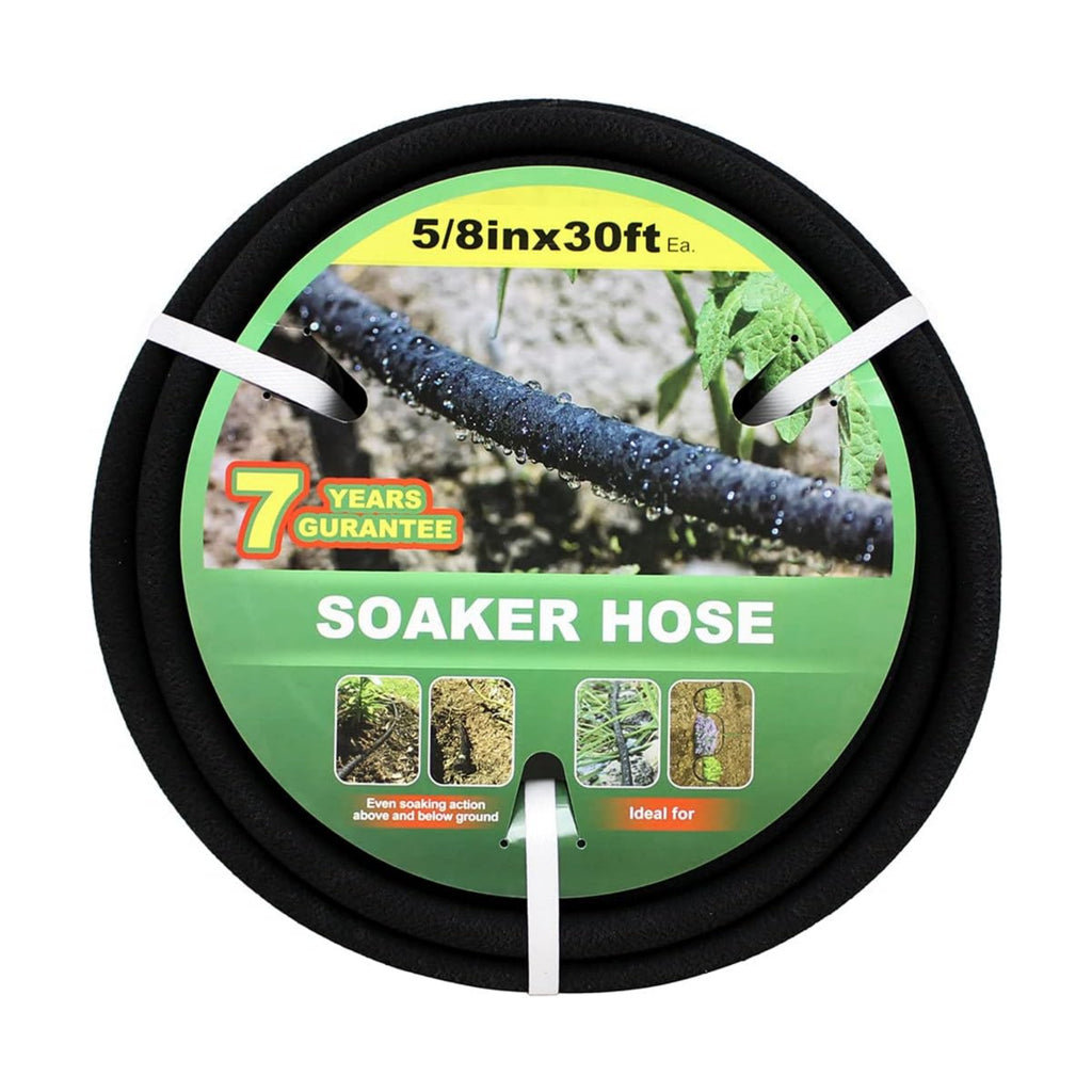 Taisia 5/8" Soaker Hose 30 ft Round Rubber Garden Soaker Hoses, Heavy Duty Drip Hose for Watering Irrigation, Water