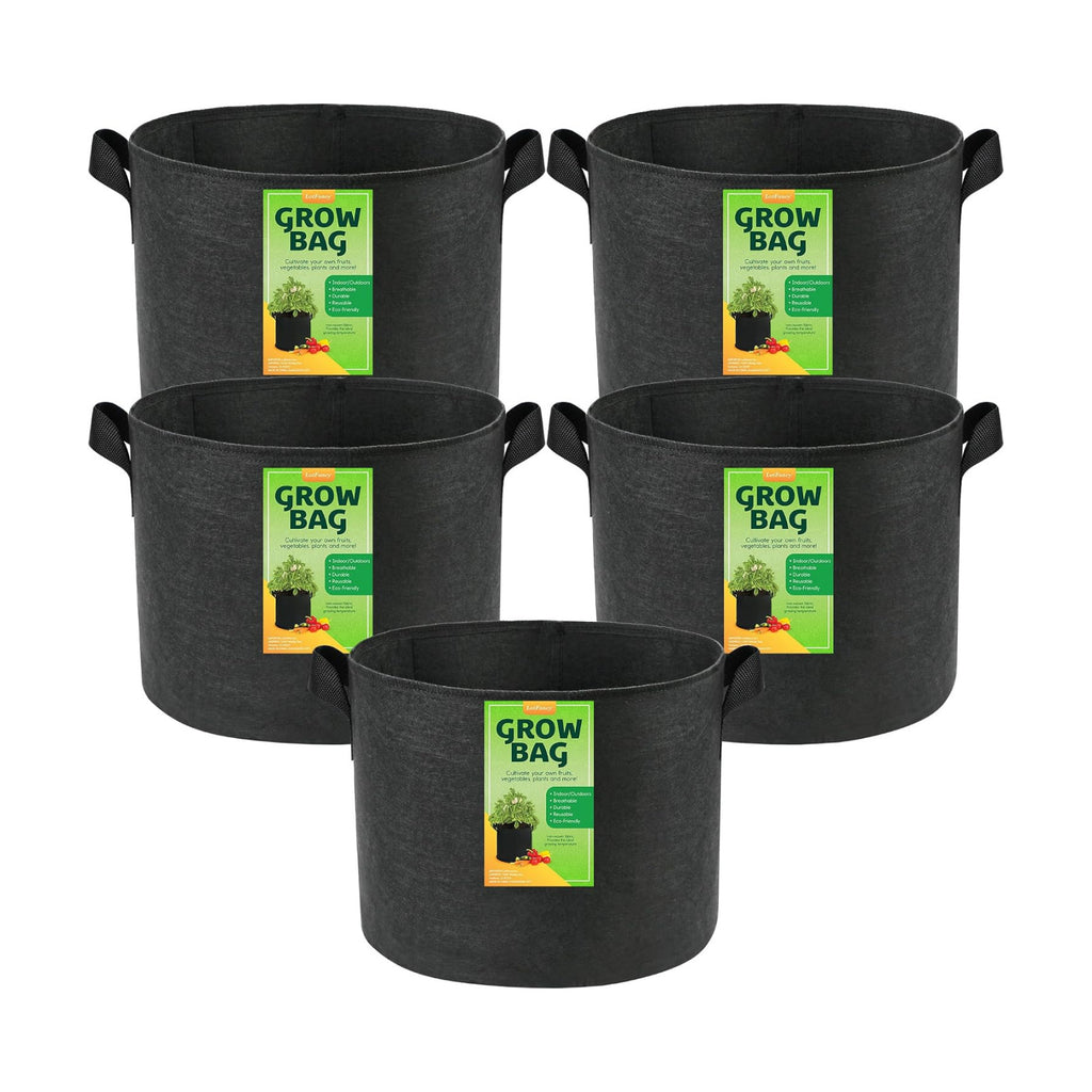 LotFancy 5-Pack 20 Gallon Grow Bags, 300G Thickened Nonwoven Fabric Pots with Reinforced Handles, Heavy Duty Aeration