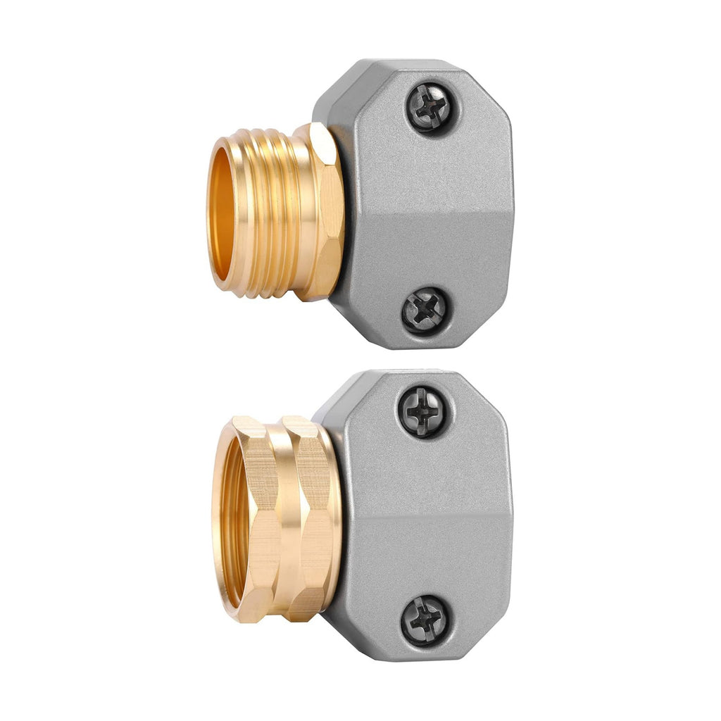 Zinc and Aluminum Male and Female Coupling, Fits All 5/8-Inch and 3/4-Inch Garden Hose Repair Fitting, 2 Pack(Female & Male)