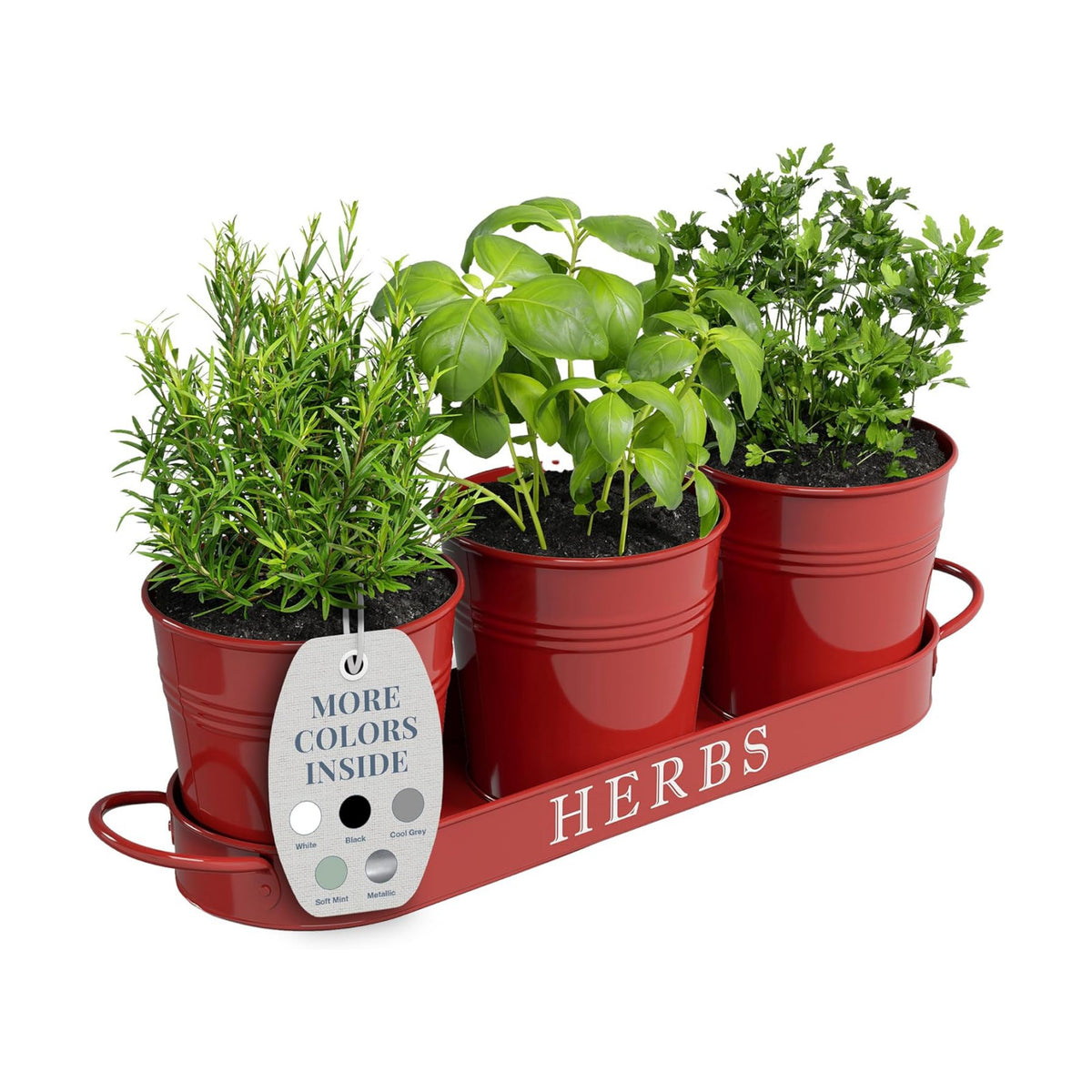 Barnyard Designs Indoor Herb Garden Planter Pots Set/3 (Brick Red)