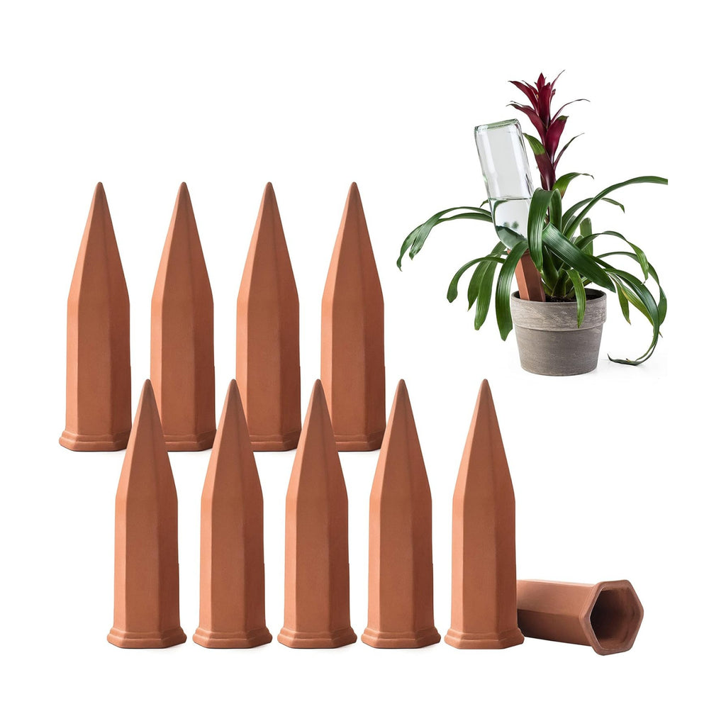Modern Innovations Ceramic Terracotta Self Watering Spikes (10 Pack) Vacation Automatic Plant Waterer Devices