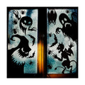 CCINEE Halloween Window Cling Sticker,Giant Spooky Monster Silhouette Window Decal for Halloween Party Decoration,4 Sheet