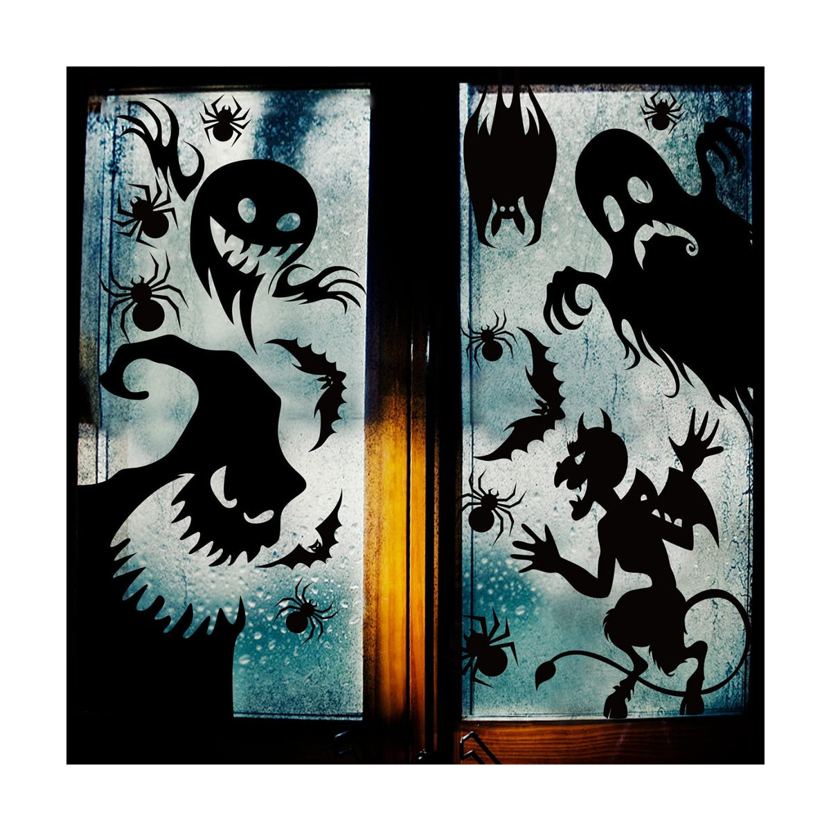 CCINEE Halloween Window Cling Sticker,Giant Spooky Monster Silhouette Window Decal for Halloween Party Decoration,4 Sheet