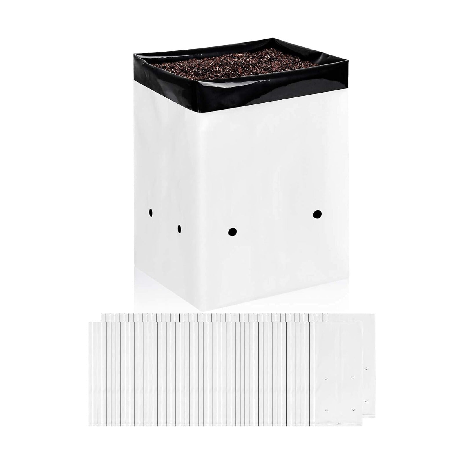 iPower 100-Pack 5 Gallon Grow Bags Black and White Panda Film Containers for Plants, Seedling and Rooting, Square Shape