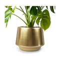 Gold Indoor Plant Pot 7 Inch Large Ceramic Planter With Drainage Hole - Modern Brass Flower Pot Centerpiece Vase