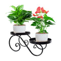 TLBTEK 2 tier Metal Plant Stand,Black Round Potted Planter Stands Indoor Outdoor ,Multiple Modern Flower Pot Stand