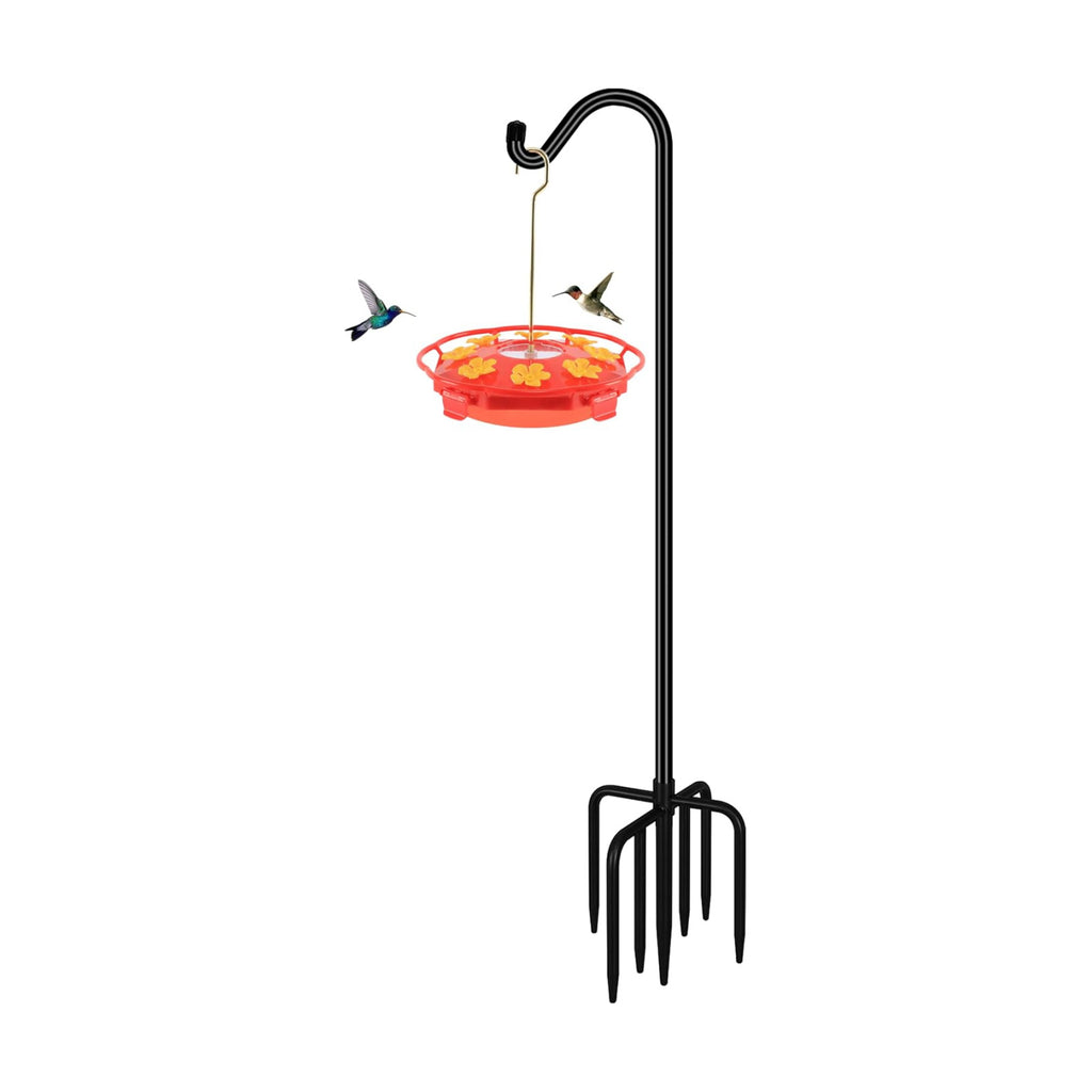 76'' Bird Feeder Pole, Heavy Duty Shepherds Hooks for Outdoor with 7-Prong Base, Adjustable Shepherds Hook for