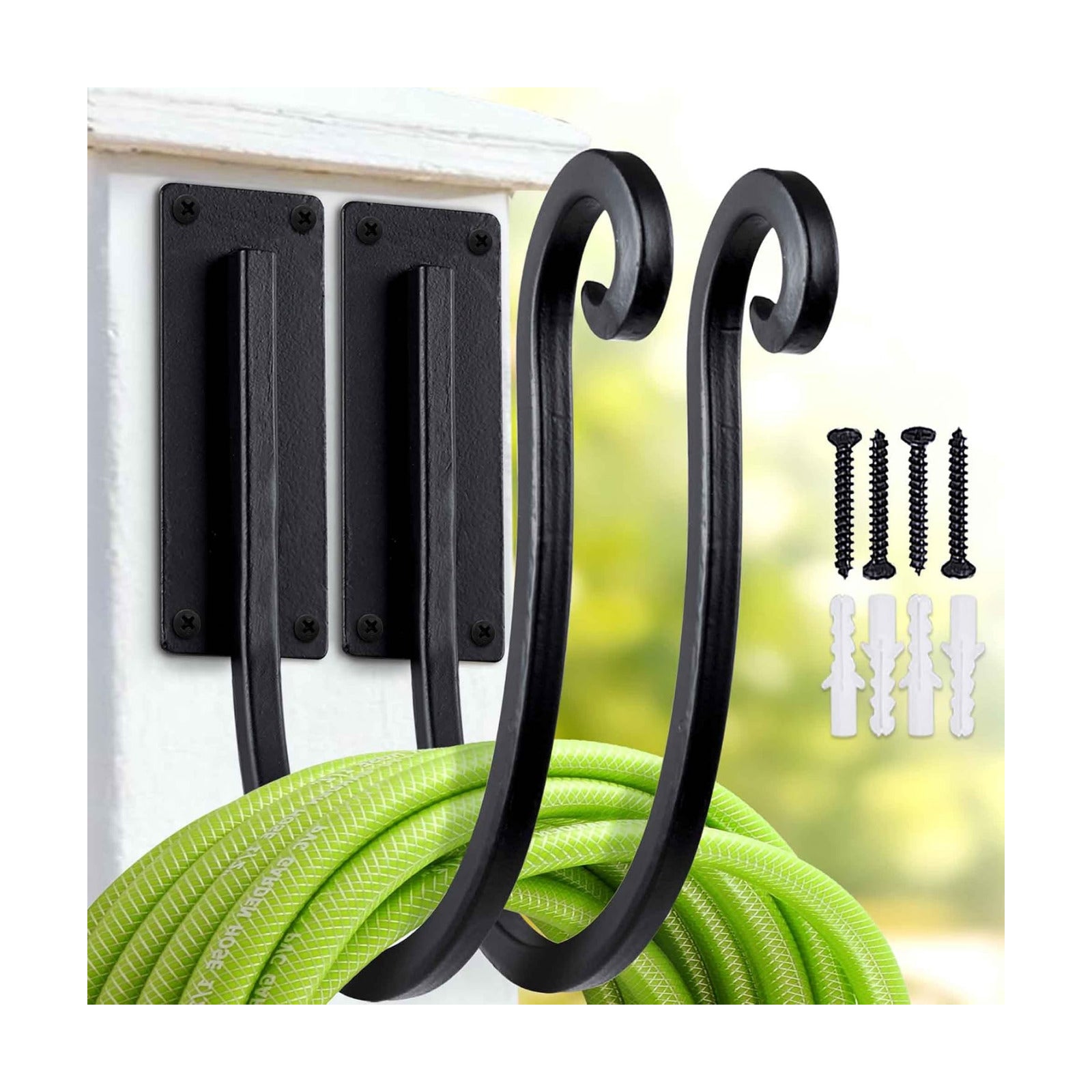 Garden Hose Holder Outside: 2 Pack Wall Mount Water Hose Holder - Heavy Duty Garden Water Hose Hanger for Outside Hose