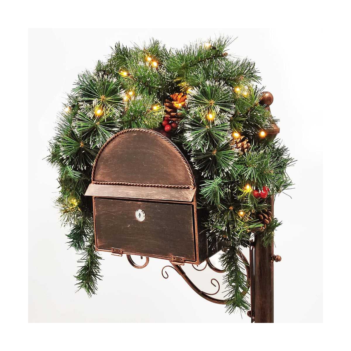 Sunnyglade 35.4" Pre-Lit Christmas Mailbox Swag, Artificial Pine Garland