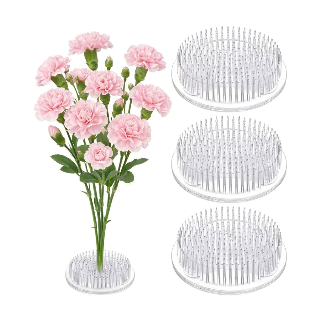 Waydress 4 Pcs 2.8 in Plastic Flower Frogs for Arrangements, Clear