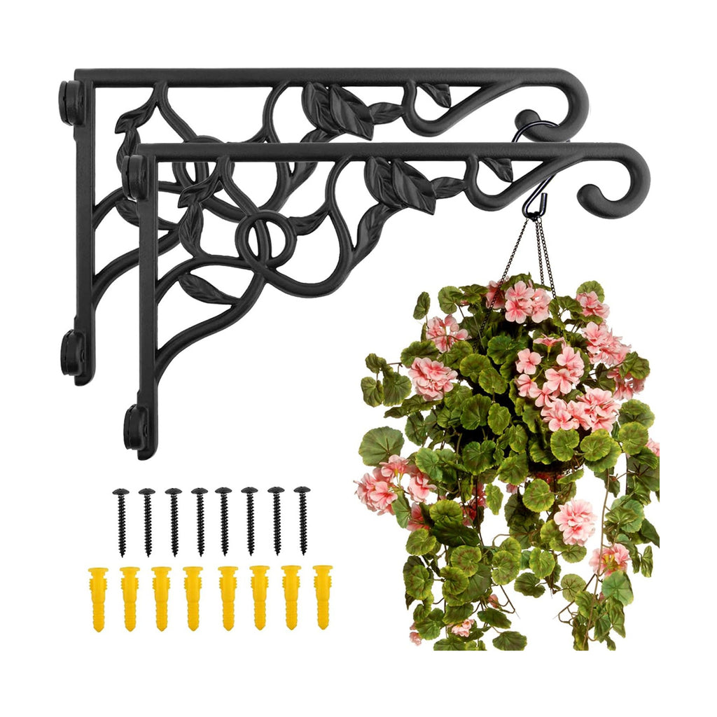 Heavy Duty Plant Hanger Bracket Set of 2, 13 inch RustProof Wall Mount Hook | 120LB Capacity, Bracket for Heavy