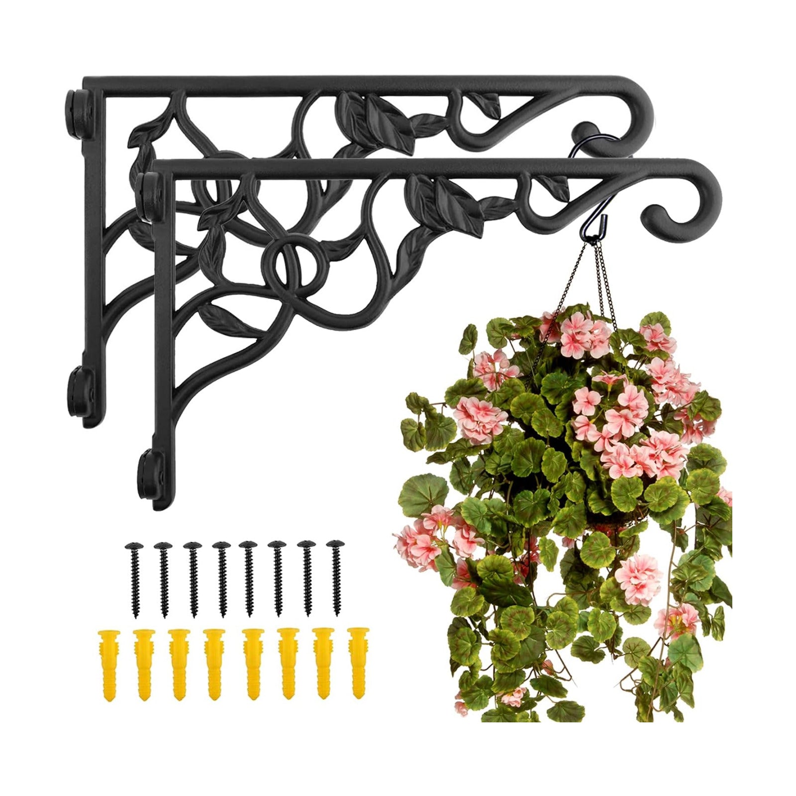 Heavy Duty Plant Hanger Bracket Set of 2, 13 inch RustProof Wall Mount Hook | 120LB Capacity, Bracket for Heavy