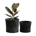 Olly & Rose Designer Geometric Ceramic Black Plant Pot Succulent Pots Cactus Planters Set 2 Indoor Outdoor Small Flower