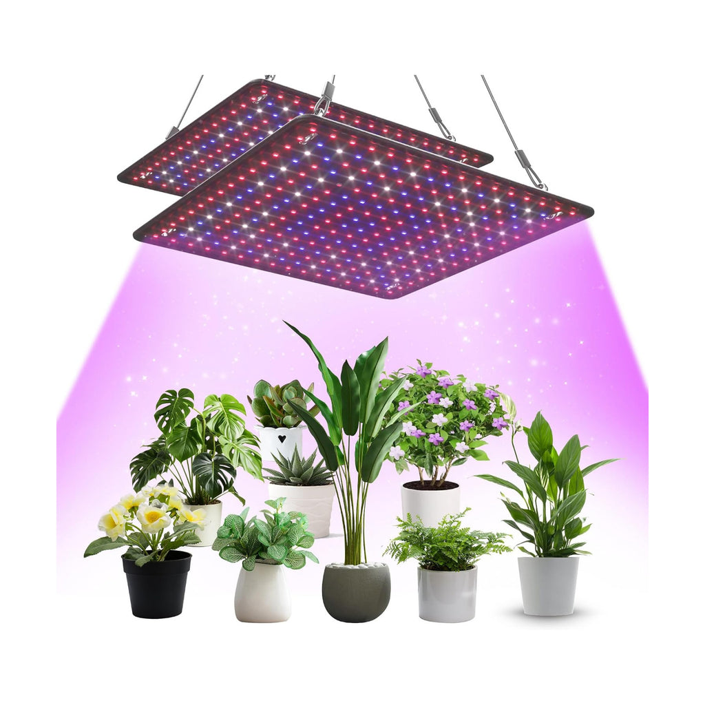 2 Pack LED Grow Light Panel Full Spectrum Lamp for Indoor Plants | with White Blue Red UV IR LEDs for 4x4ft Coverage