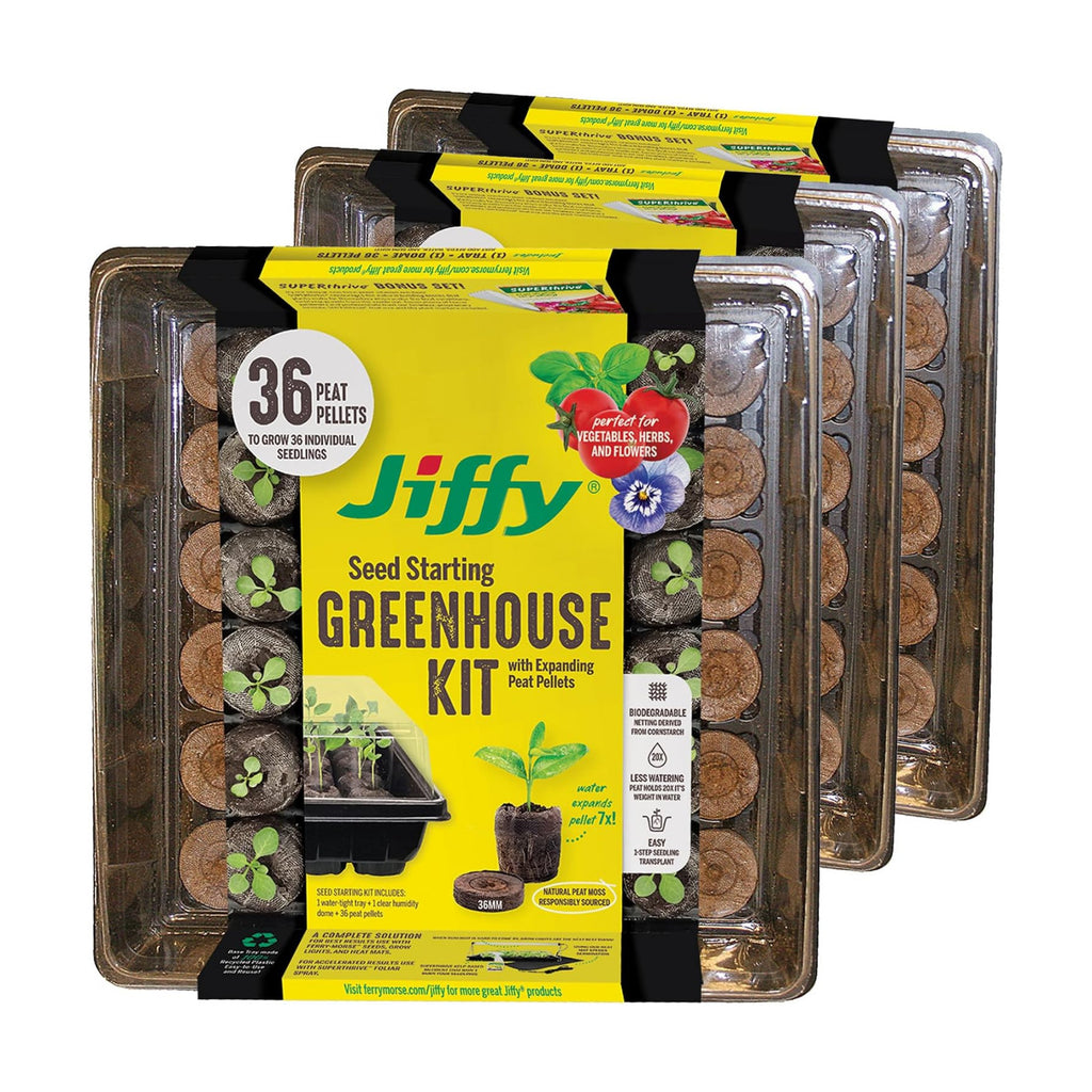 Jiffy Seed Starting Tray Kit - 36 Cell, Bonus 3 Pack, Seeding Starter Kit - 11 x 11 x 4.25 in - Plastic