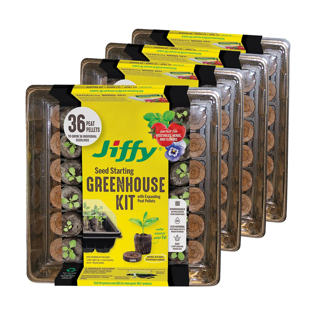 Jiffy Seed Starting Tray Kit - 36 Cell Plant Starter Trays, Portable - 11 x 11 x 4.25 in - Plastic - 4 Pack