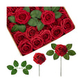 InnoGear Fake Roses 100 Pcs Dark Red Flowers Artificial Faux Foam Floral