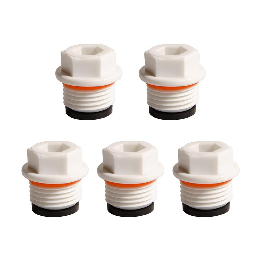 Feelers 1/2" PT Inner Hex Female Threaded PPR Pipe Plug End Cap Garden Hose Stopper Prevent Leakage Choke Fitting, Pack of 5, White