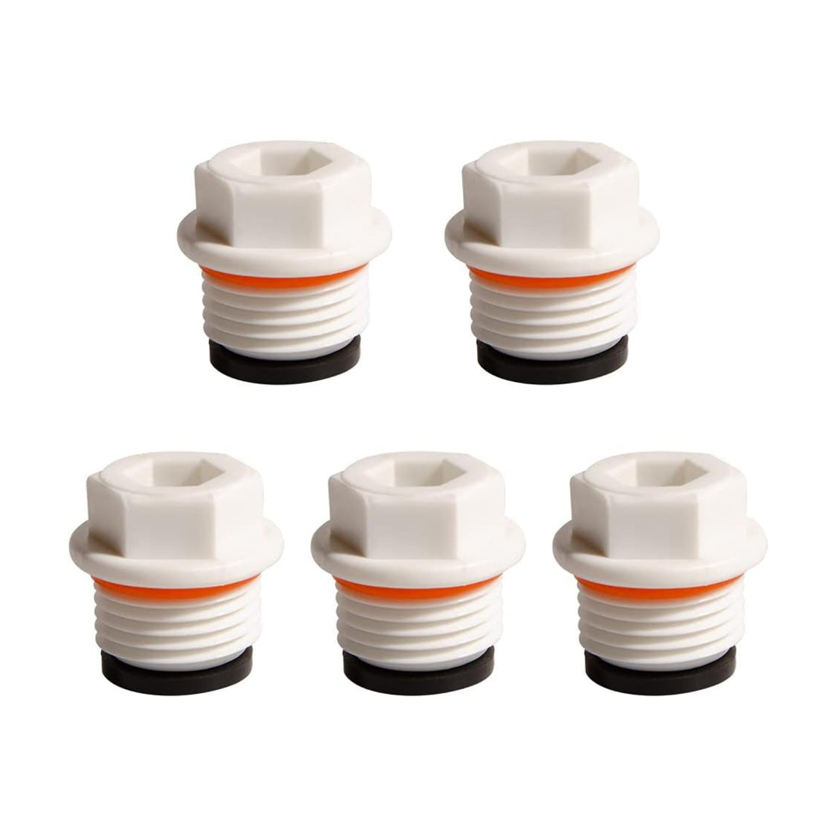 Feelers 1/2" PT Inner Hex Female Threaded PPR Pipe Plug End Cap Garden Hose Stopper Prevent Leakage Choke Fitting, Pack of 5, White