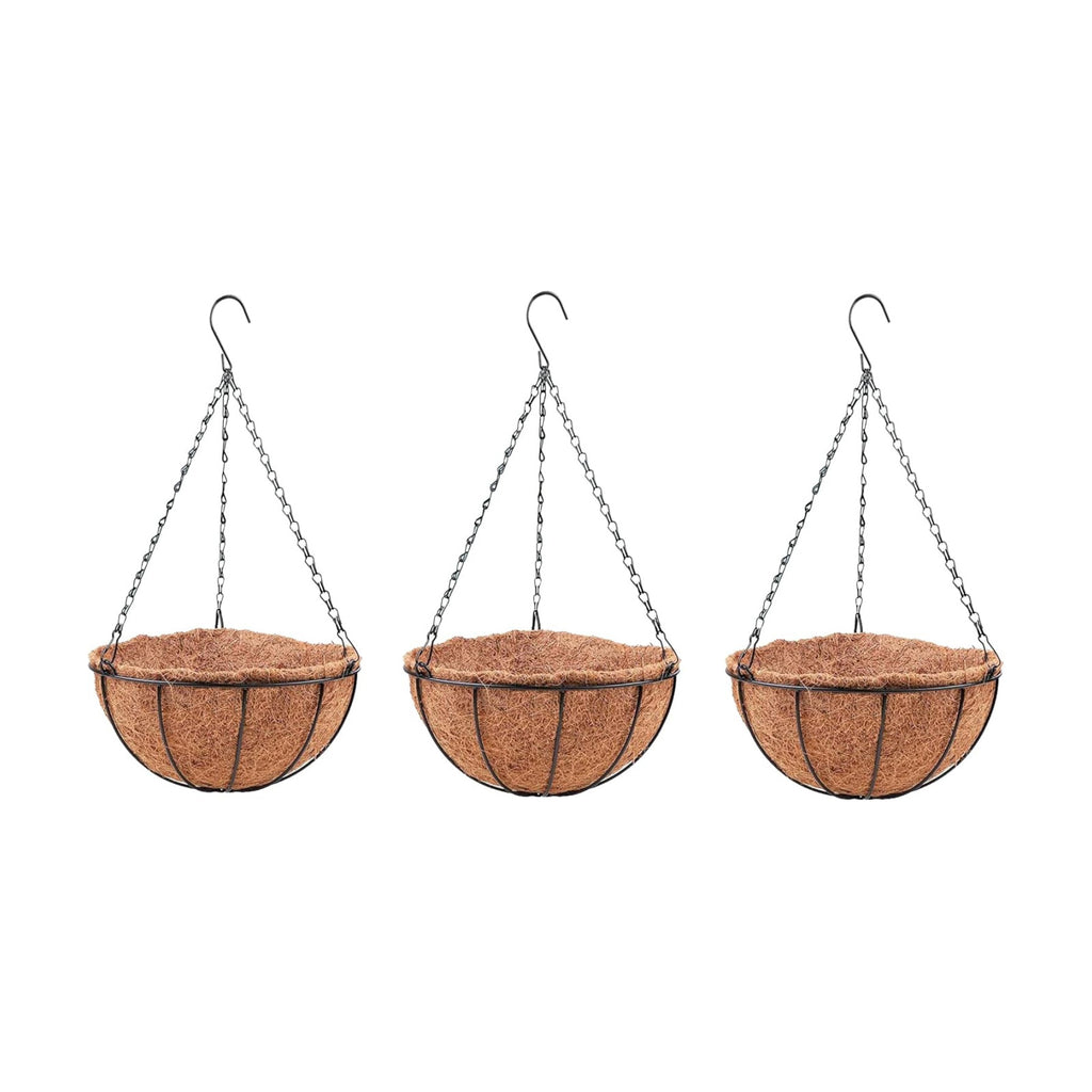 LaLaGreen Hanging Planters with Coco Liners (12 Inch, 3 Pack) Hanging Baskets for Plant Outdoor, Hanging Plant Pot