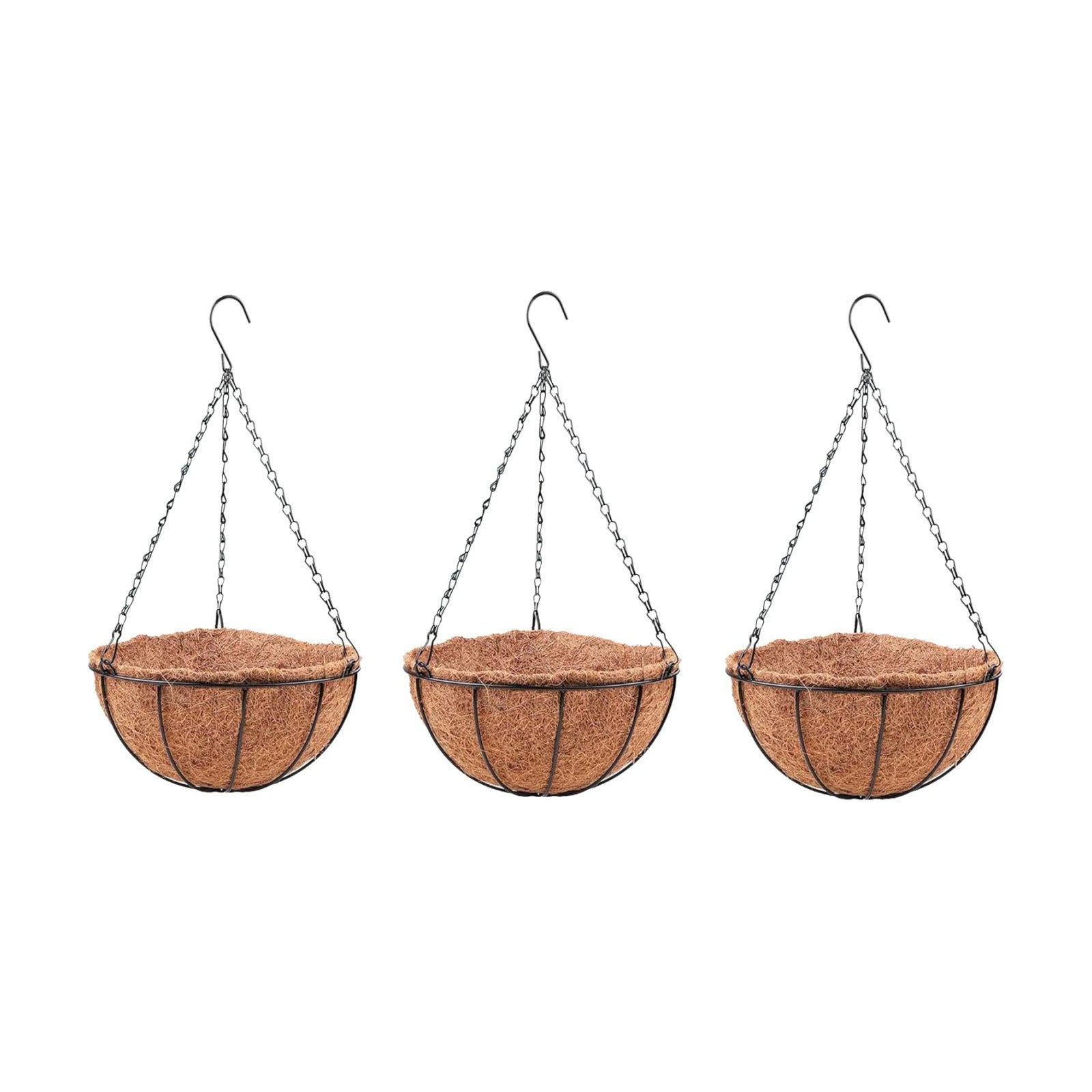 LaLaGreen Hanging Planters with Coco Liners (12 Inch, 3 Pack) Hanging Baskets for Plant Outdoor, Hanging Plant Pot