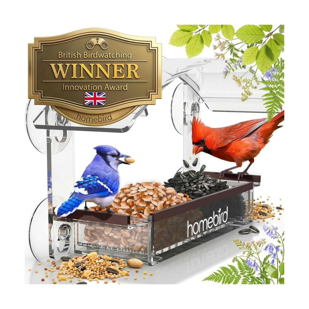 Window Bird Feeder with Strong Suction Cups - (Upgraded 2026 Model) Clear Acrylic Feeder Window for Cats Bird House Gift