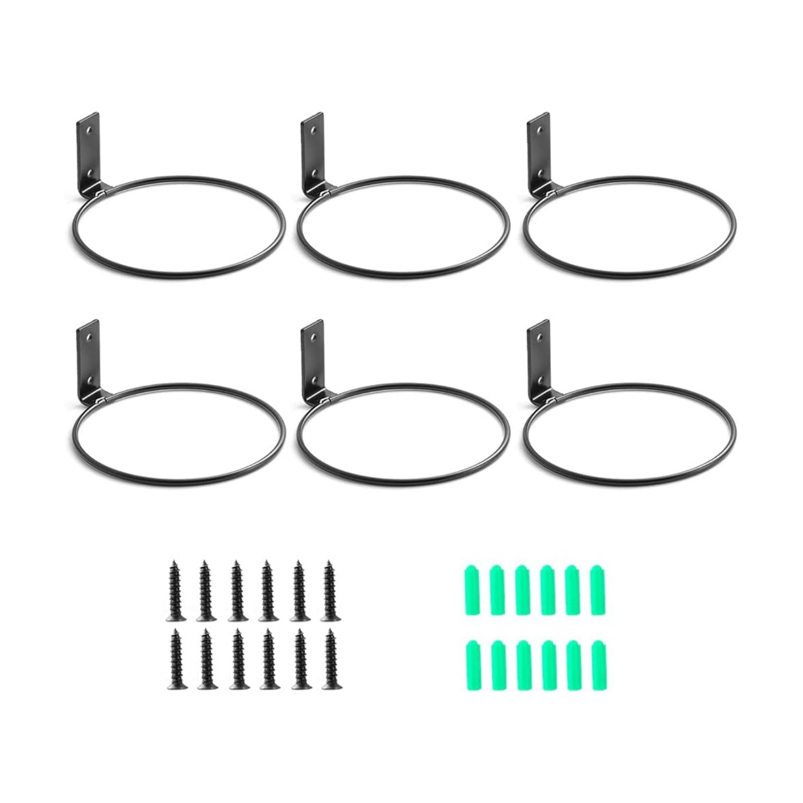 Plant Holder Ring 6 Inch Wall Mounted, 6 Pack Flower Pot Hangers Metal Plant Stand Hanging Bracket Basket Hooks