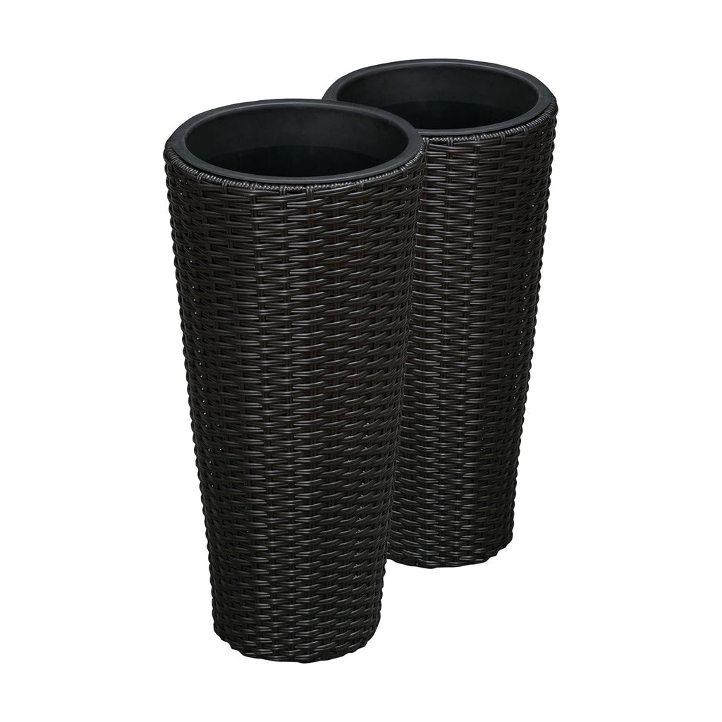 Noah Round Wicker Planter Tall Planter Decor Box for Adaptable Outdoor Furnishings All Weather Versatile Perfect Patio