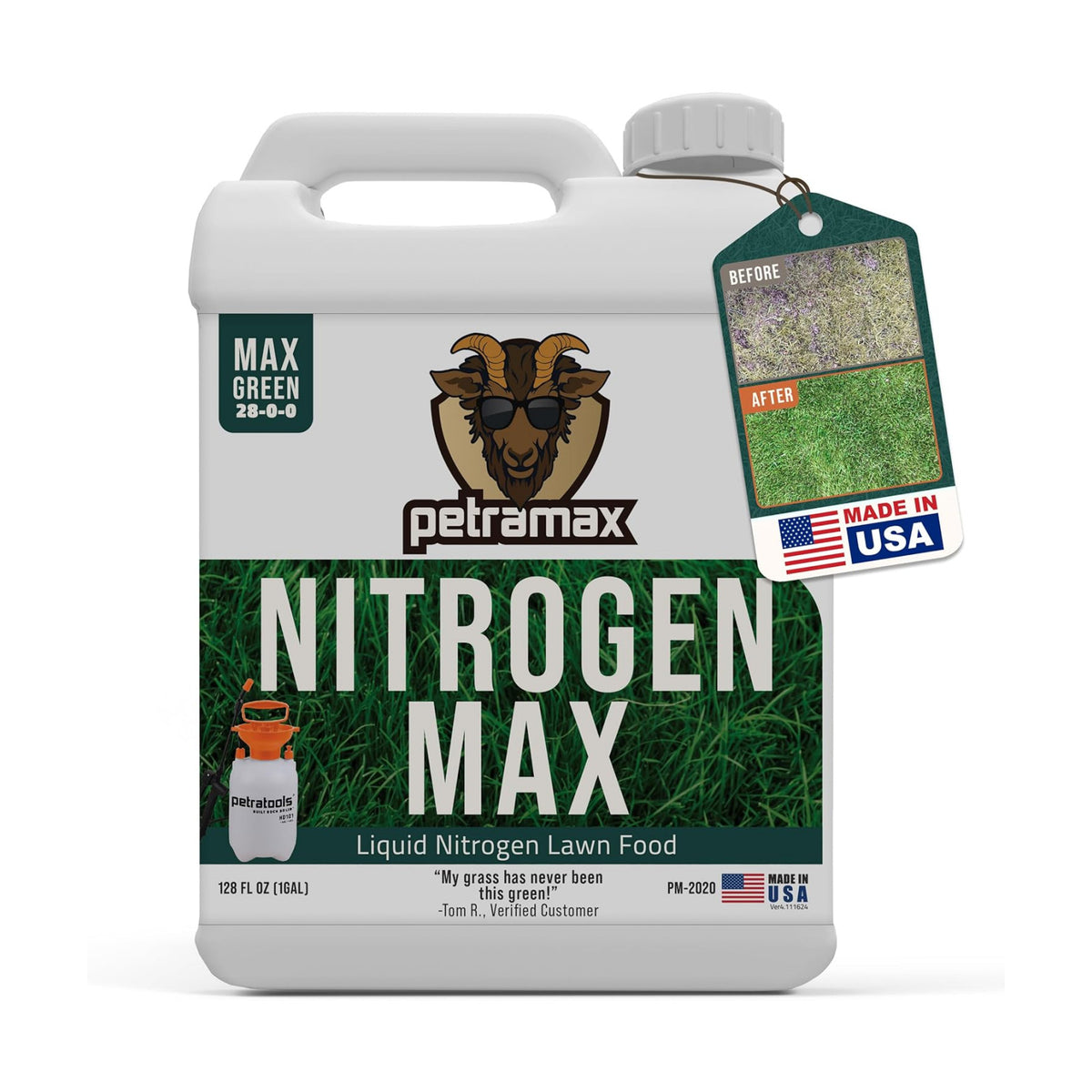 Petramax Liquid Nitrogen Fertilizer 28-0-0 NPK - 1 Gallon Spring & Summer Liquid Grass Fertilizer for Lawn, Spray on