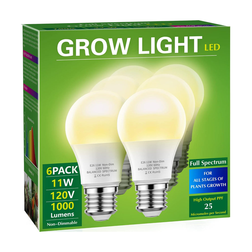 Grow Light Bulbs, LED Grow Light Bulb A19 Bulb, Full Spectrum | Grow Light Bulb, Plant Light Bulbs E26, 11W Grow Bulb