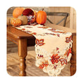 Embroidered Fall Table Runner 15x67In, Maple Leaf Thanksgiving Table Runner