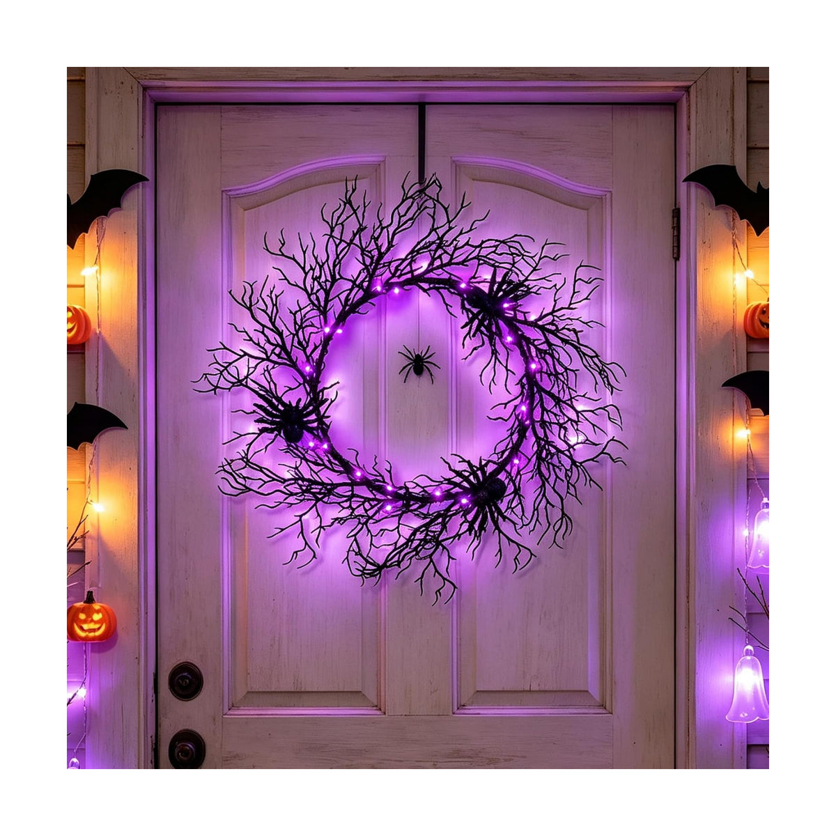 Adroiteet 24" Halloween Wreath for Front Door Halloween Decorations Outdoor