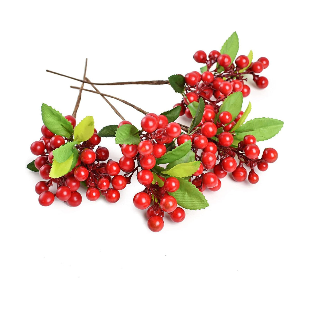 4 Pcs Artificial Red Berries, Christmas Fake Flowers Lifelike Redberry Stems Faux Fruit for Valentine's Day Wedding Home Kitchen Party Crafts Decoration(Red)