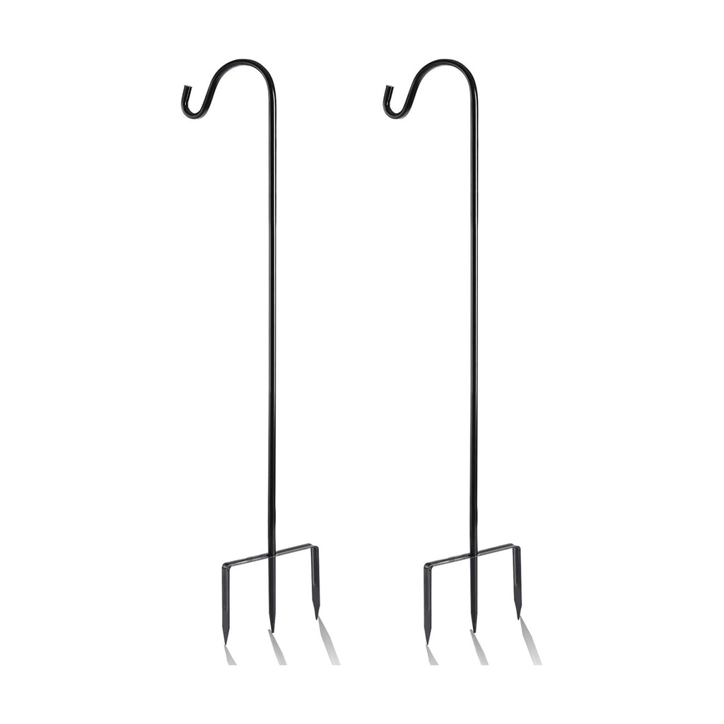 2 Pack Shepherd Hook, Black, 48 Inch, Adjustable Height, 1/2" Thick | Protected by U.S. Patent, Ideal for Hanging Solar