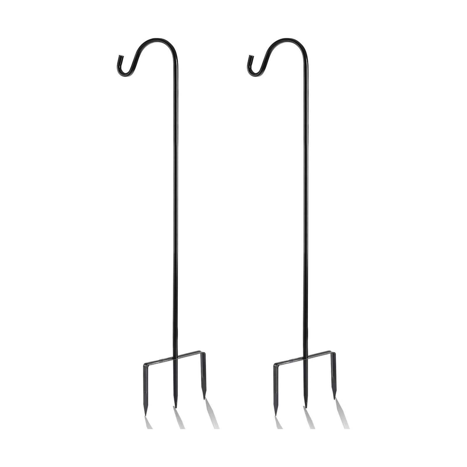 2 Pack Shepherd Hook, Black, 48 Inch, Adjustable Height, 1/2" Thick | Protected by U.S. Patent, Ideal for Hanging Solar
