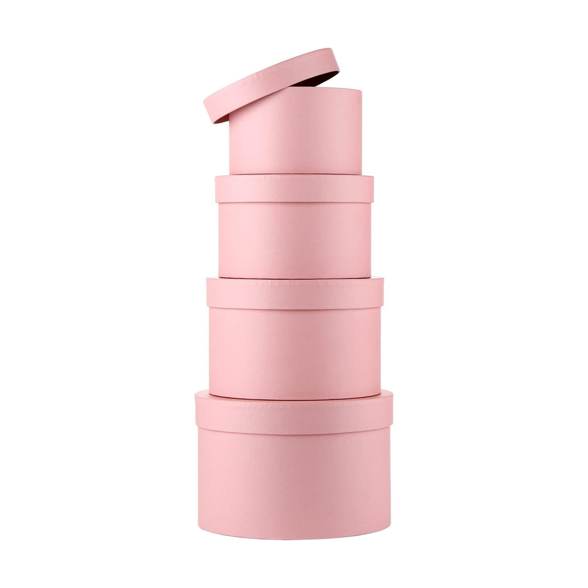 Oairse Round Gift Boxes with Lids Flower Box for Arrangements Pink Round Box Set of 4 Nesting Gift Boxes with Lids for Flowers Arrangements Empty, Bridesmaid, Proposal, Wedding, Birthday, Party Favor