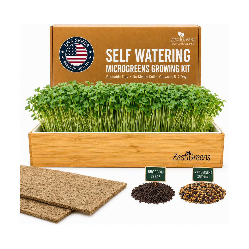Microgreens Growing Kit - Self-Watering Tray with US Premium Seeds | Grow broccoli and salad mix indoors with a